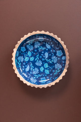 Vintage Blue Wooden Bowl